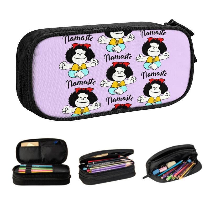 Customized Mafalda Namaste Kawaii Pencil Case Girls Boys Large Capacity Fashion Manga Cartoon Pencil Bag Student School